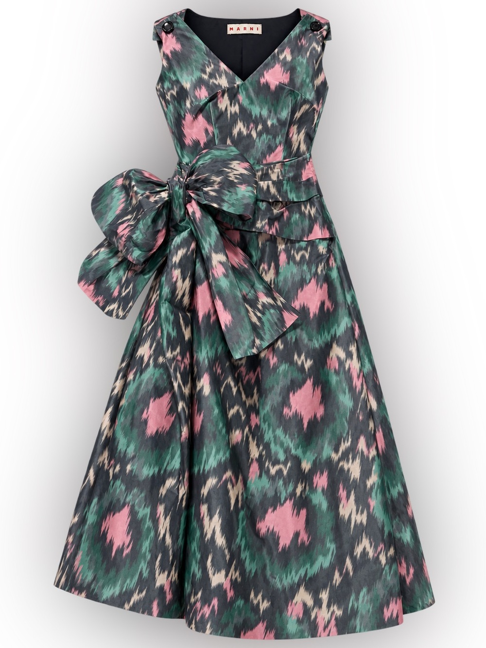 Marni NWT Ikat Print Midi Cocktail Dress With Bow Size 38 IT 2 US